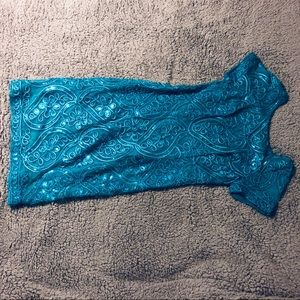 Sequin embellished turquoise dress